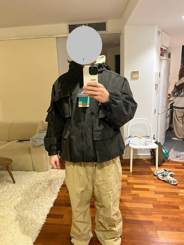 Customer photo review of Men's Brick Red Waterproof Corduroy Batwing Sleeve Large Pocket Snow Jacket