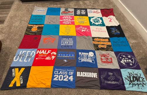 T-shirt quilt featuring soccer team, panthers by Angela from IN