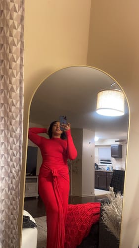 Customer photo review of NW Turtleneck Draped Tie Dress