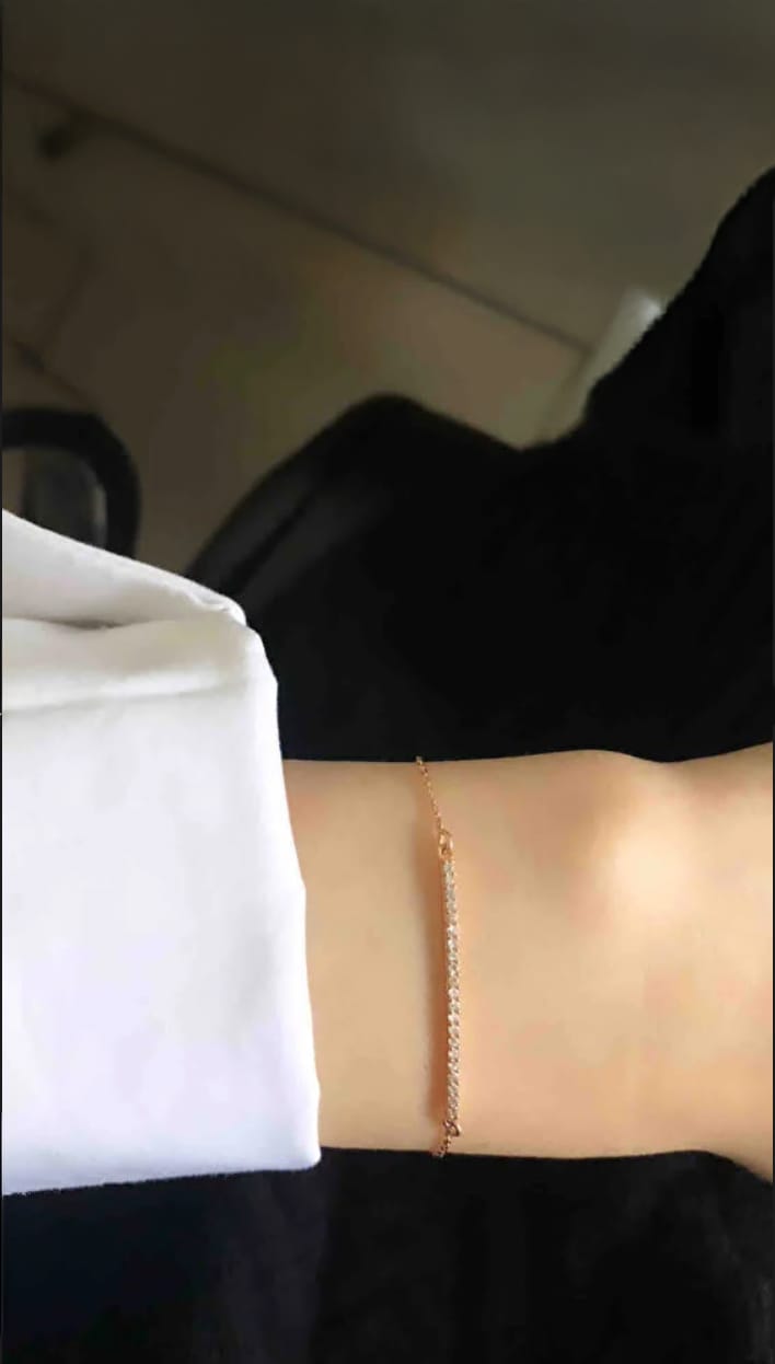 Customer photo review of Bar Zircon Stone Rose Gold-Plated Sterling Silver Bracelet