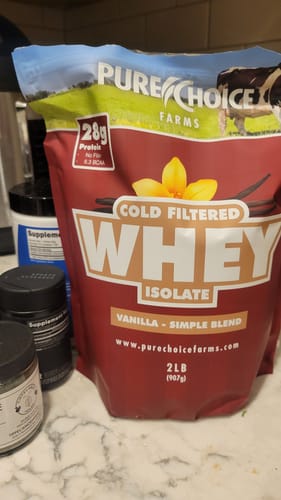 Customer photo review of Whey Protein Isolate with Organic Vanilla