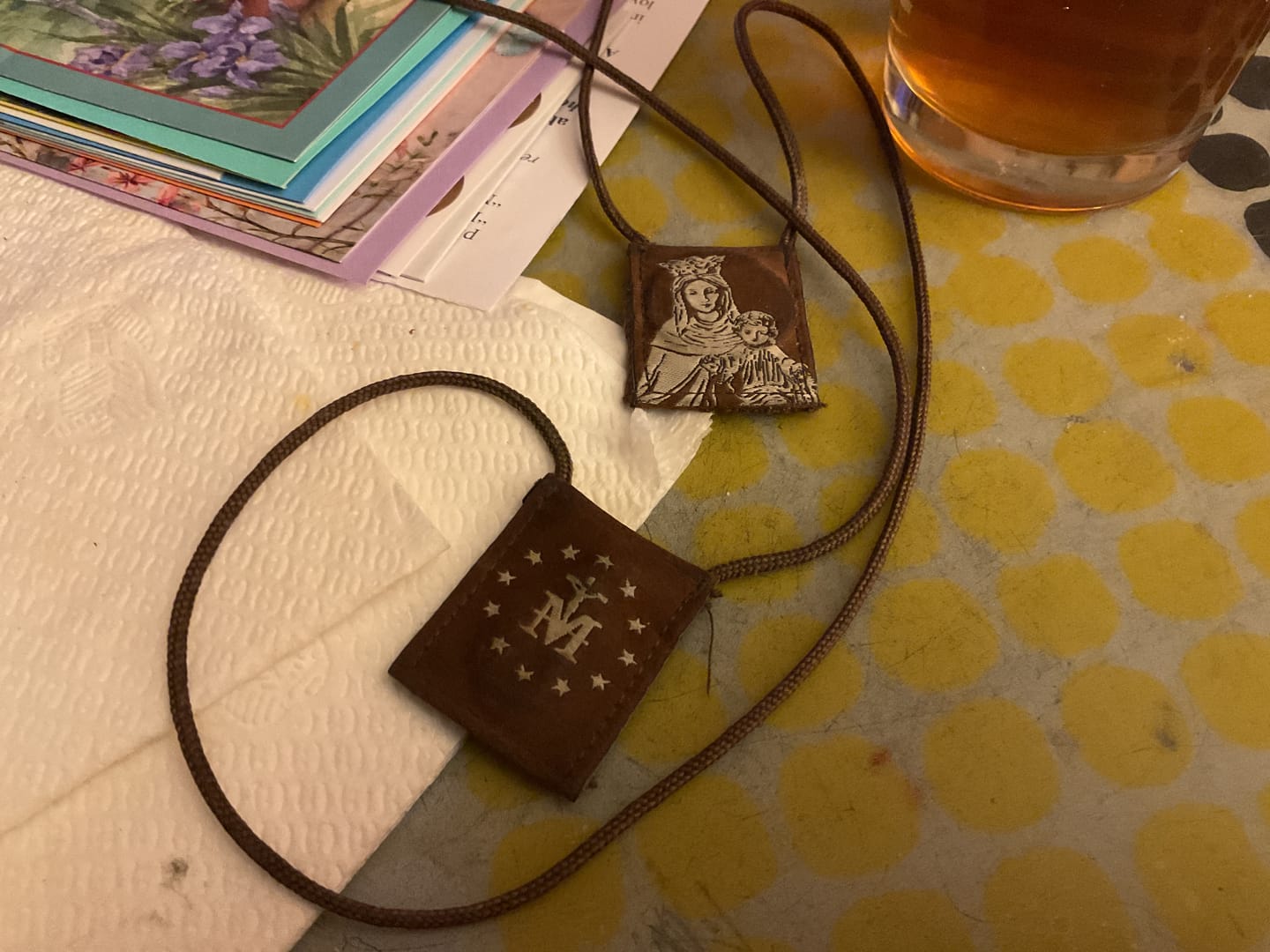 Customer photo review of OLMC Crown of Stars | Our Lady of Mt. Carmel Premium Brown Scapular