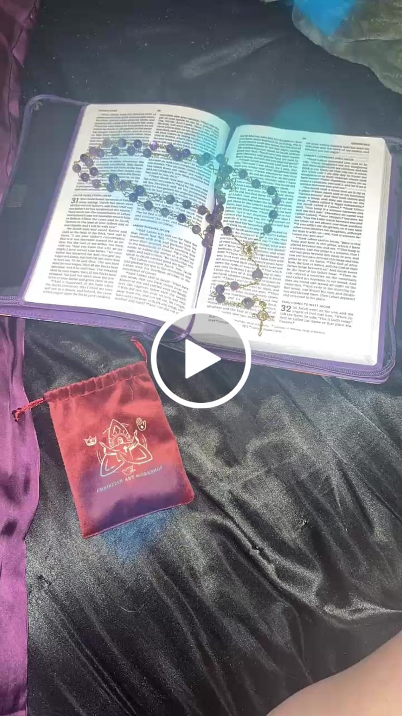 Customer video review of Christianartworkshop Our Lady of Guadalupe & Crucifix of 8mm Round Purple Crystal Rosary