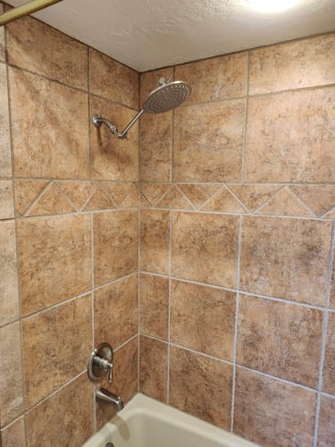 Customer photo review of 8 Inch Rain Shower Head and Adjustable Shower Arm