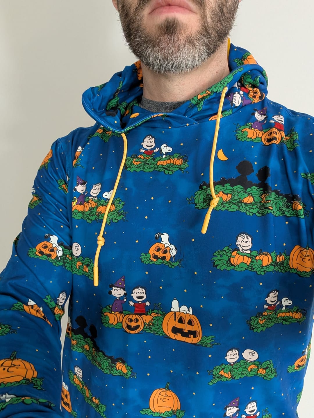 Customer photo review of Peanuts "It's the Great Pumpkin!" – Performance Hoodie