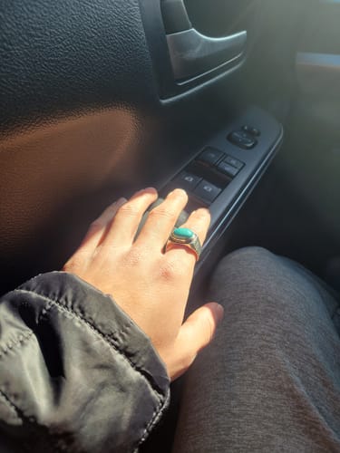 Customer photo review of Engraved Turquoise Ring for Men Sterling Silver