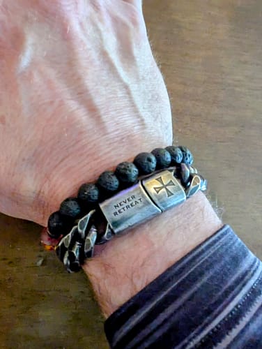 Customer photo review of The Knights Templar - Never Retreat Never Surrender Bracelet: Helps Pair Veterans With A Service Dog Or Shelter Dog