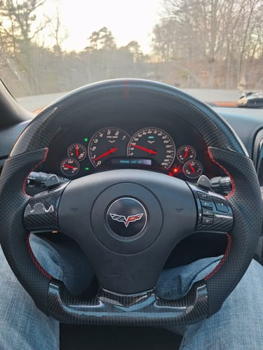 Customer photo review of Genuine Carbon Fiber Steering Wheel With Button Trim For C6 Corvette 2006-2011