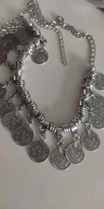 Customer photo review of Boho Metal Coins Necklace Link Chain 48cm Fringe 3.5cm — Gold | KIMLUD