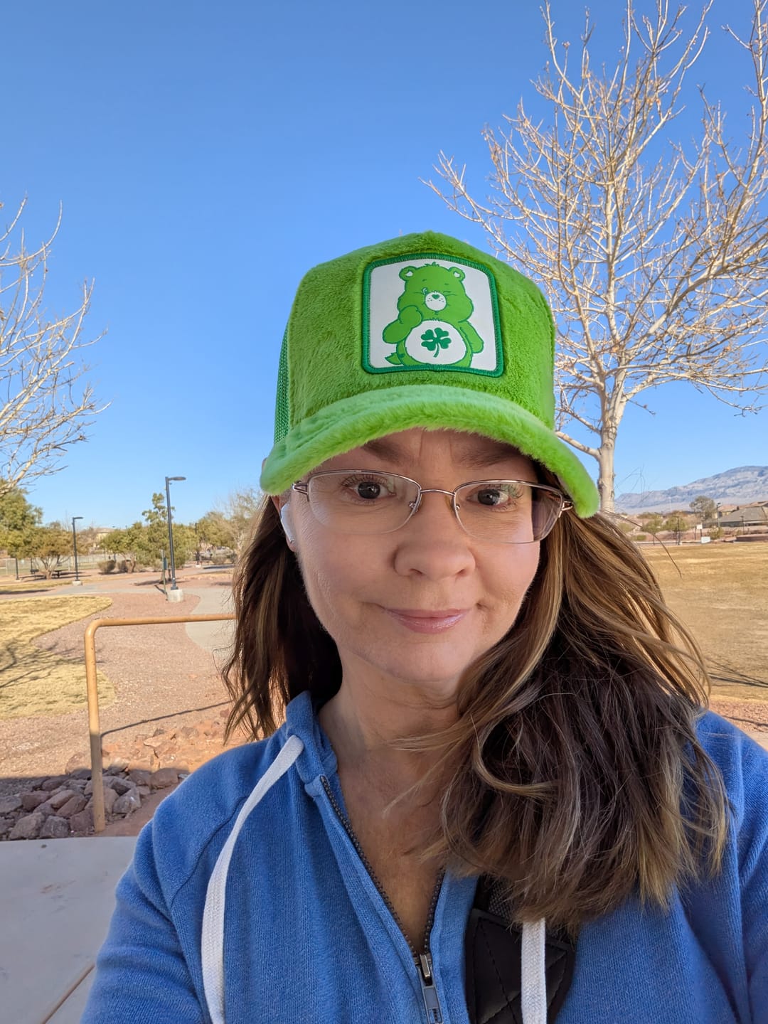 Customer photo review of OVERLORD X Care Bears:  Good Luck Bear Trucker Cap