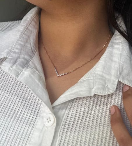 Customer photo review of Sophisticated V-Shaped Diamond Necklace