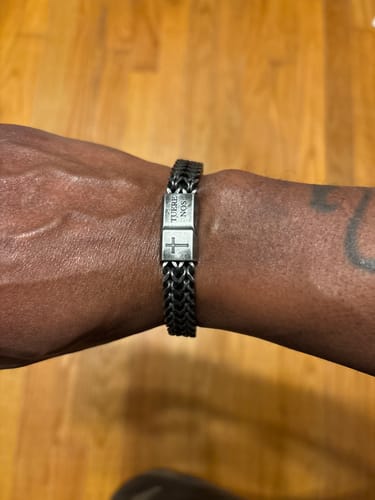 Customer photo review of St. Michael Defend Us Bracelet - Helps Pair Veterans With A Service Dog Or Shelter Dog