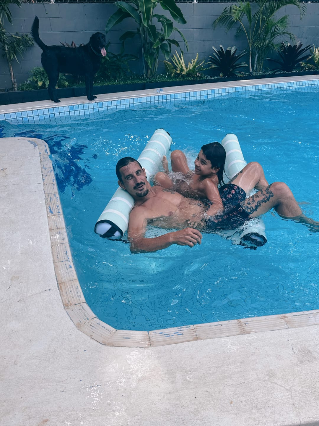 Customer photo review of ACQUABOSS Double Water Hammock - with attachable waterproof phone sleeve and inflatable drink holder - PGR.