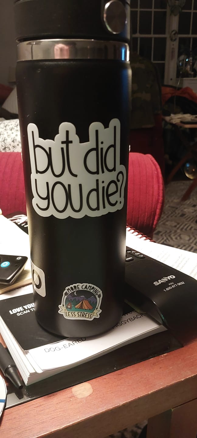 Customer photo review of But Did You Die? Sarcasm Sticker