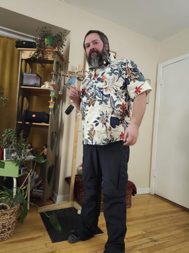 Customer photo review of Men's Floral Cotton Tropical Hawaiian Plant Shirt