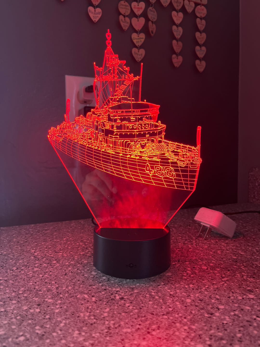 Customer photo review of USS Conquest (AM 488) - 3D Optical Illusion Lamp