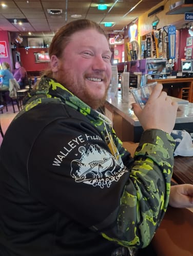 Customer photo review of Walleye fishing black green camo Custom name fishing shirts jerseys | Hoodie - NPQ945