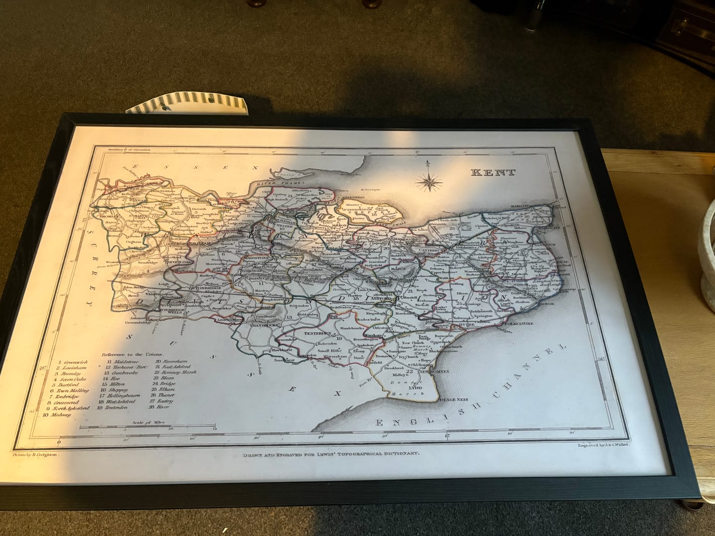 Customer photo review of Old Map of Kent by Samuel Lewis, 1844: Maidstone, Gillingham, Ashford, Royal Tunbridge Wells, and Margate