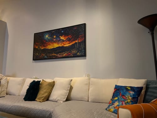 Customer photo review of Starry Sky Over Desert Framed Canvas Wall Decor
