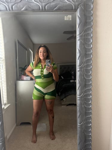 Customer photo review of Nile Sweater Print Romper