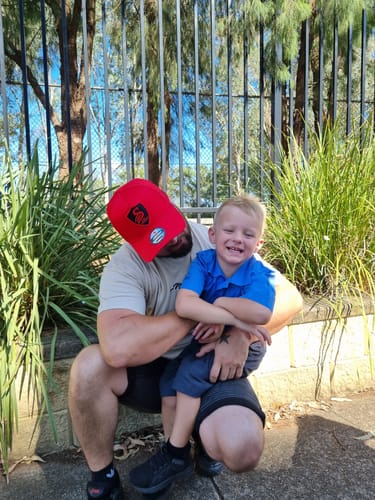 Customer photo review of Premium Crest A-Frame Cap - Red / Black