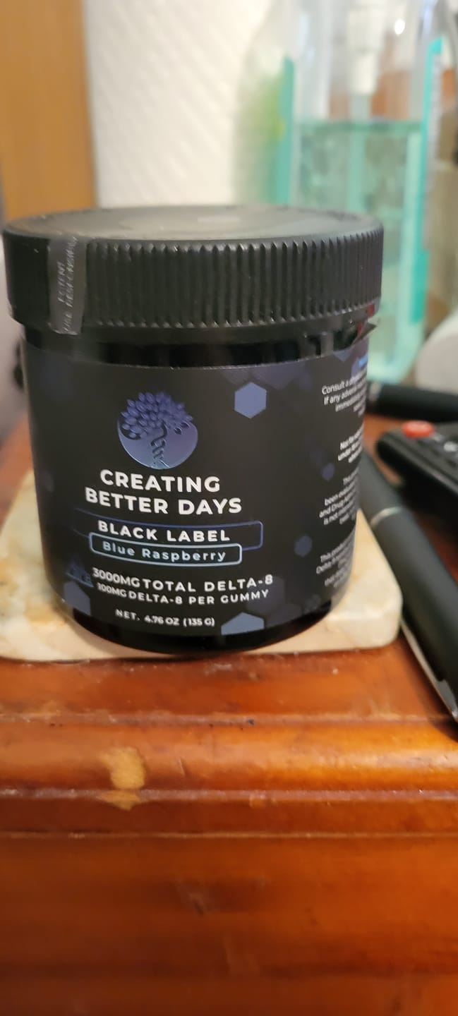 Customer photo review of Blue Raspberry Delta 8 Gummies 3000 MG