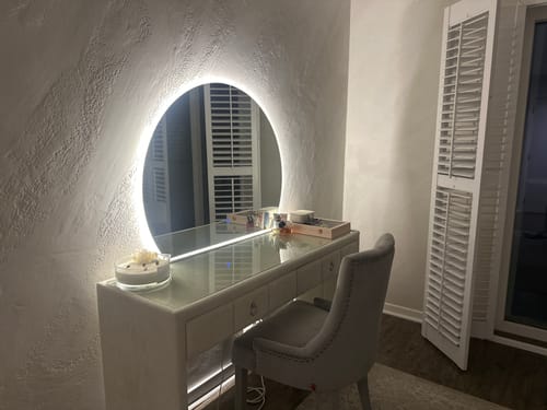 Customer photo review of Quinn Half Moon Backlit LED Wall Mirror (4 Size)
