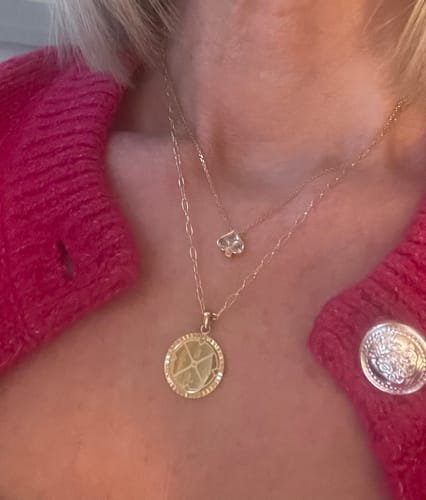 Customer photo review of Engravable Compass Necklace