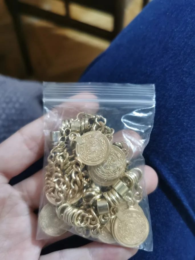 Customer photo review of Boho Metal Coins Necklace Link Chain 48cm Fringe 3.5cm — Gold | KIMLUD