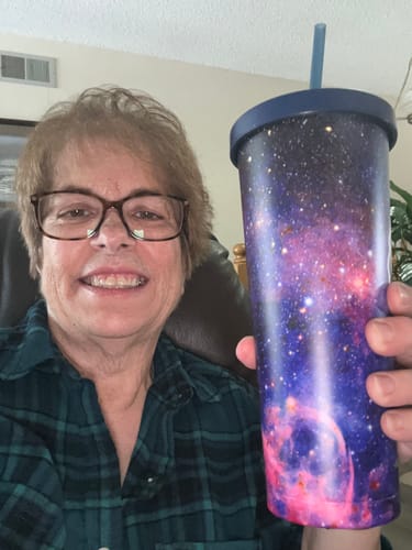 Customer photo review of 24 oz Purple Galaxy Chilly Tumbler