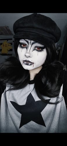 Customer photo review of Cosplay Lucifer's Eye Red Prescription Colored Contact Lenses