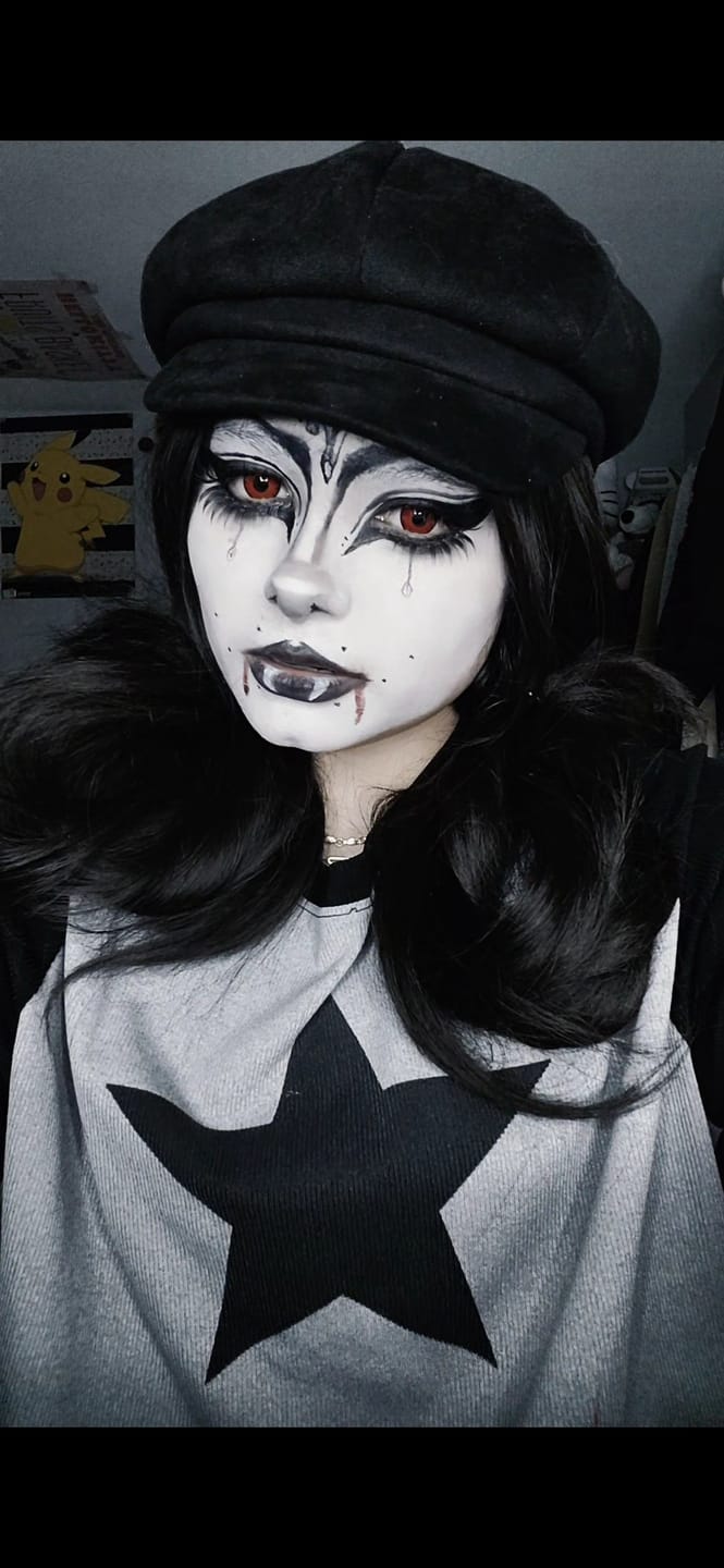 Customer photo review of Cosplay Lucifer's Eye Red Prescription Colored Contact Lenses