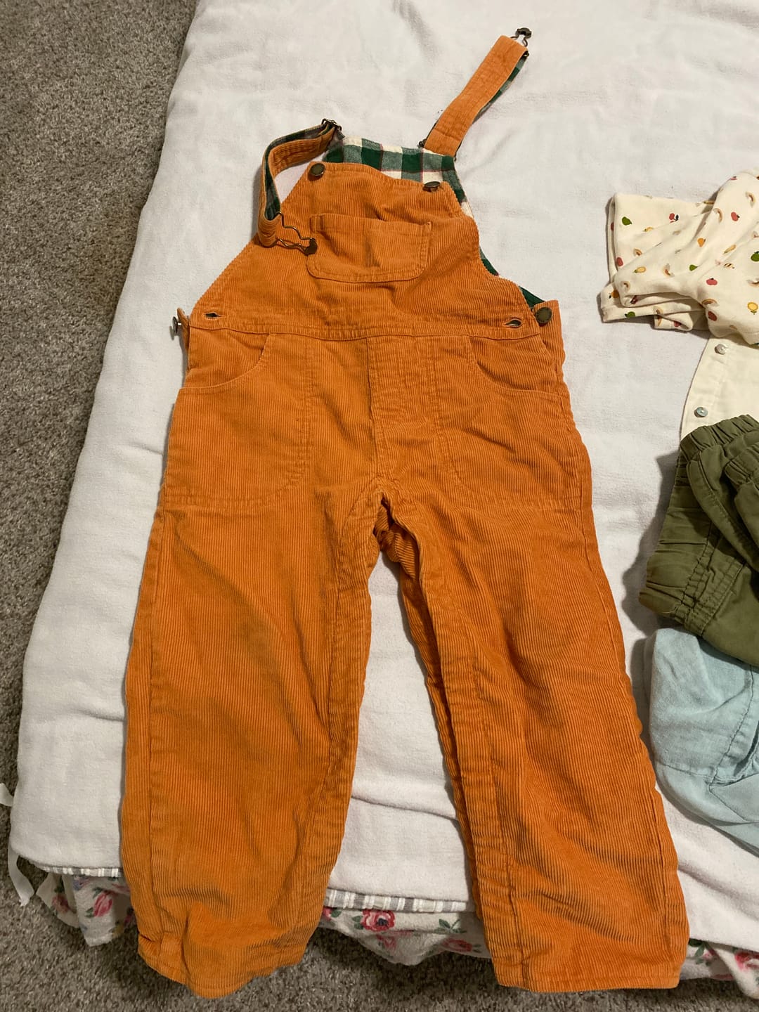 Customer photo review of Golden Ochre Lined Corduroy Dungarees