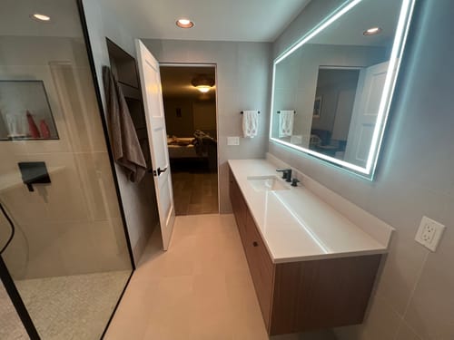 Customer photo review of Austin 72" Wall Mount American Black Walnut Bathroom Vanity