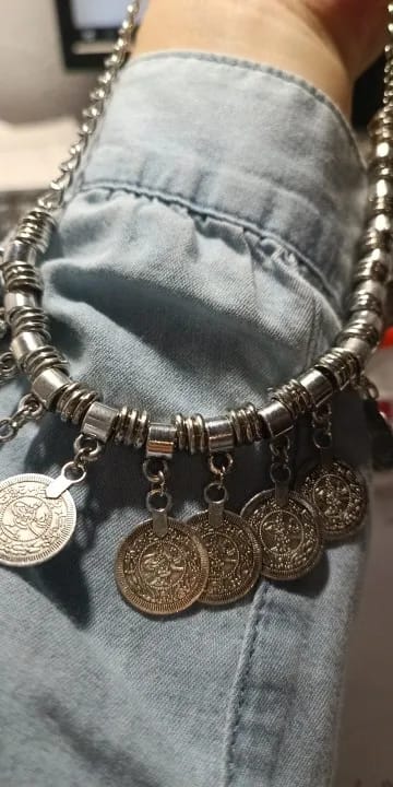 Customer photo review of Boho Metal Coins Necklace Link Chain 48cm Fringe 3.5cm — Gold | KIMLUD