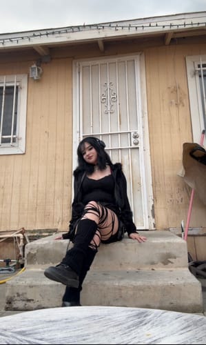 Customer photo review of Punk Ripped Fishnet Leggings