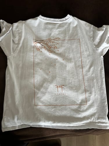 Customer photo review of Peach Blossom Back T-Shirt