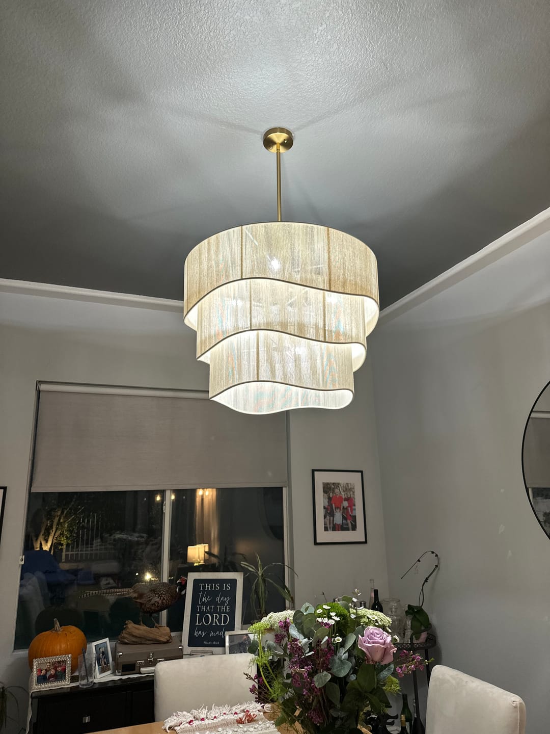 Customer photo review of 3-Tier Beige Woven Thread Drum Pendant Light