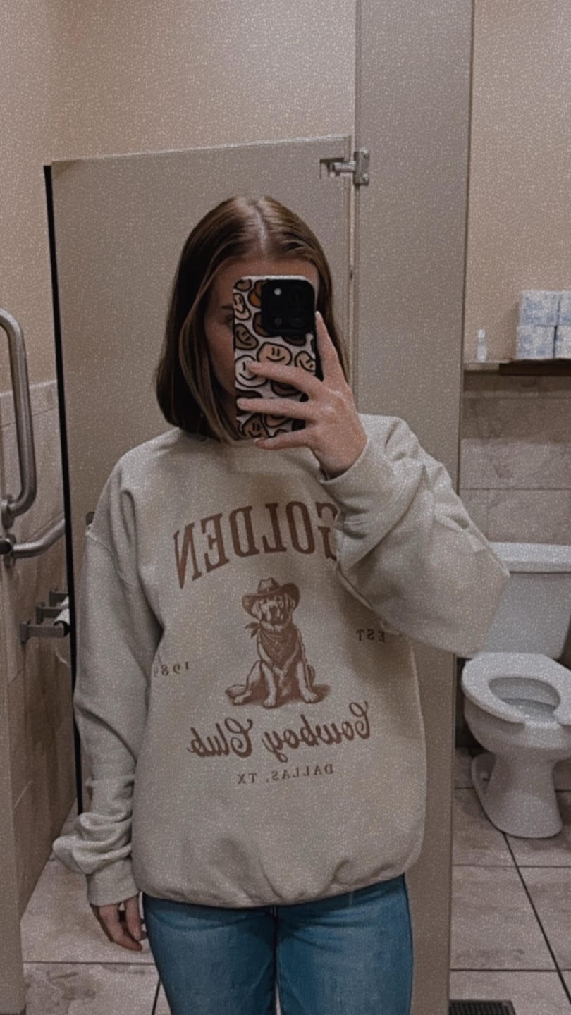 Customer photo review of Golden Retriever Cowboy Club Sweatshirt