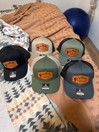 Customer photo review of Custom Leather Patch Hats Richardson 112 Laser Engraved