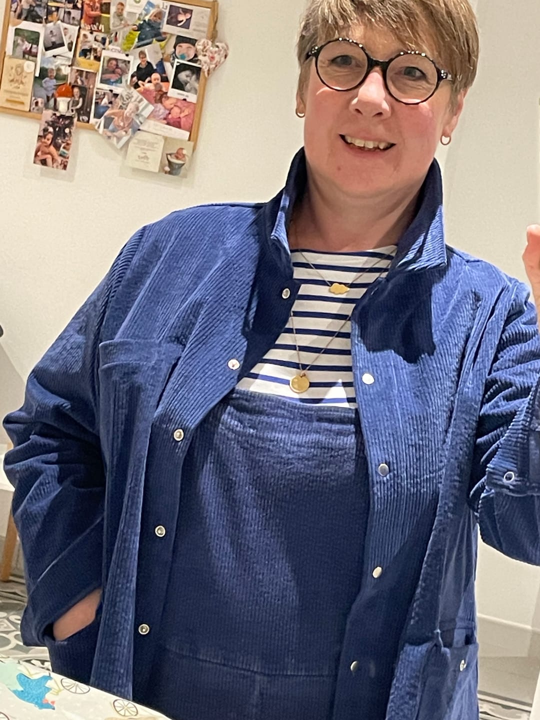 Customer photo review of Veste Véga - velours côtelé bleu de travail