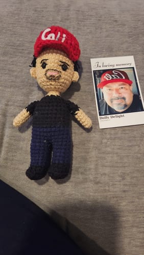 Customer photo review of Dolly® Personalized Crochet Doll with Photo Card