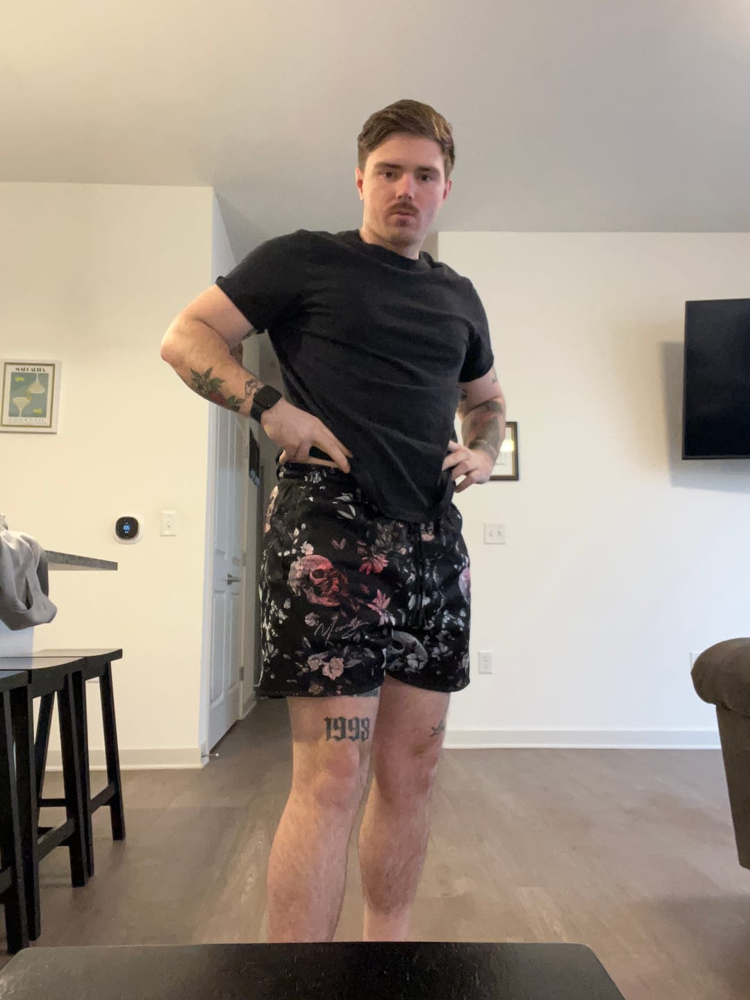 Customer photo review of 1111 -  Skulls & Roses Reversible Shorts