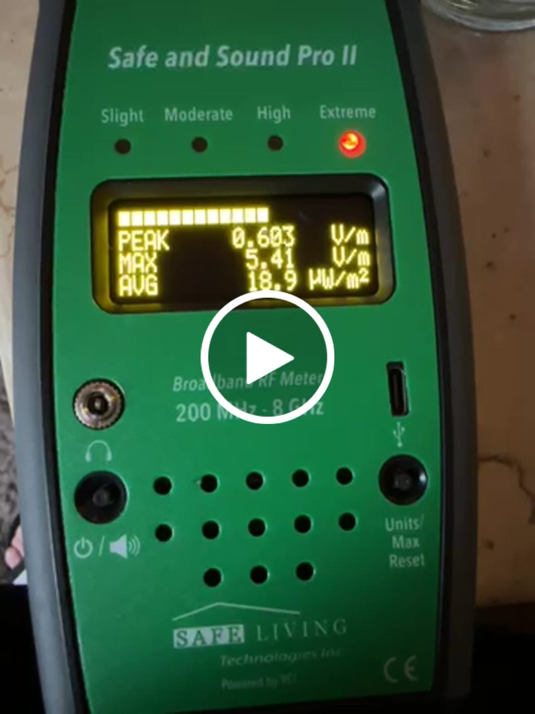 Customer video review of Safe and Sound Pro II RF Meter Calibrated 200 MHz – 8 GHz
