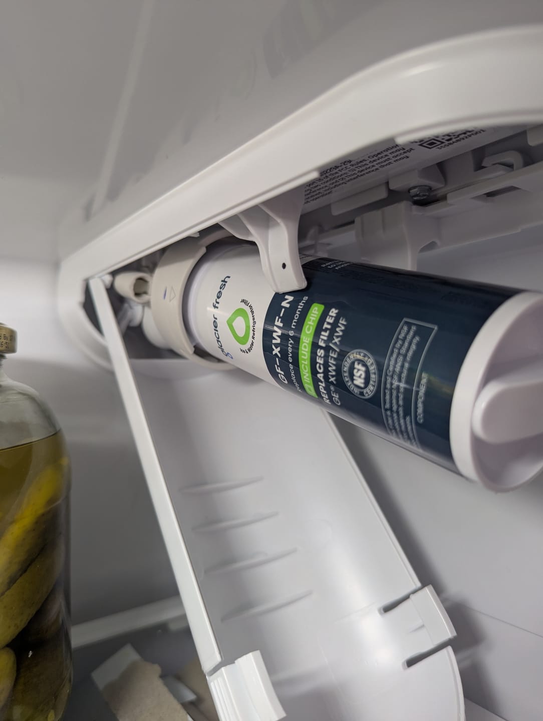 Customer photo review of Glacier Fresh Compatible with GE XWFE Refrigerator Water Filter(with chip)