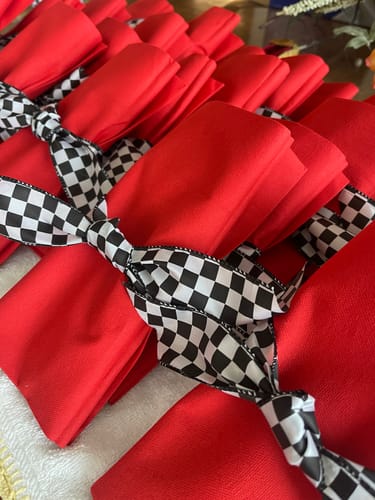 Customer photo review of 1/2" Half Inch Black Racing Checkered Poly Cotton Fabric