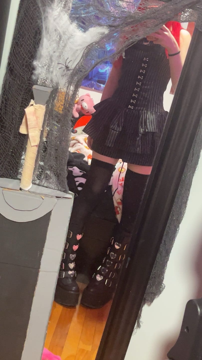 Customer photo review of Grunge Doll Stripes Flared Romper Dress 2.0