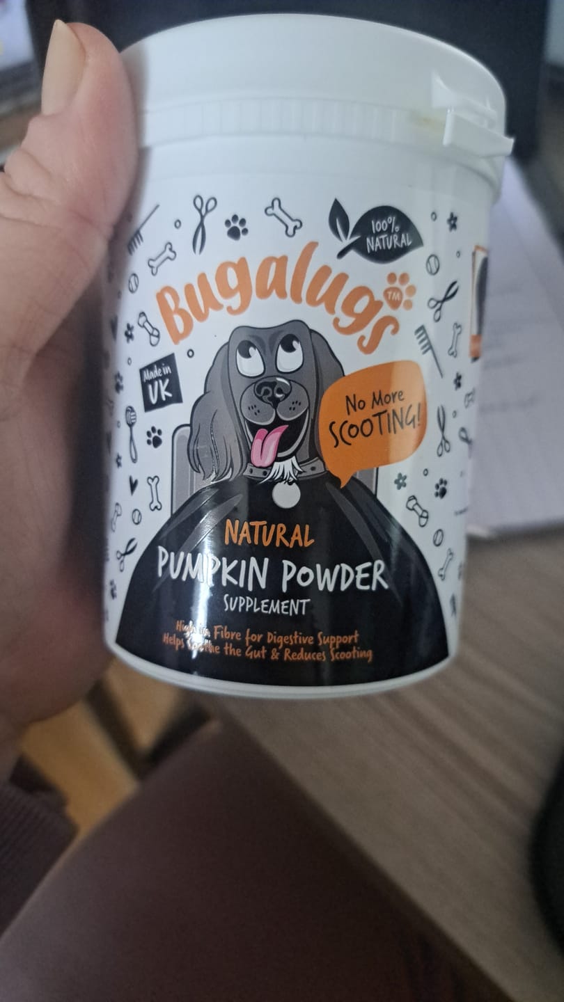Customer photo review of Pumpkin Powder Supplement for Dogs (200g)