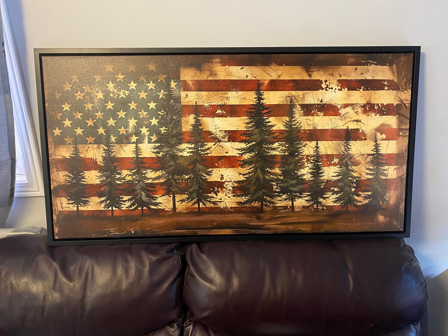 Customer photo review of Rustic American Flag Art – Framed Canvas Wall Art | Vintage Patriotic Decor