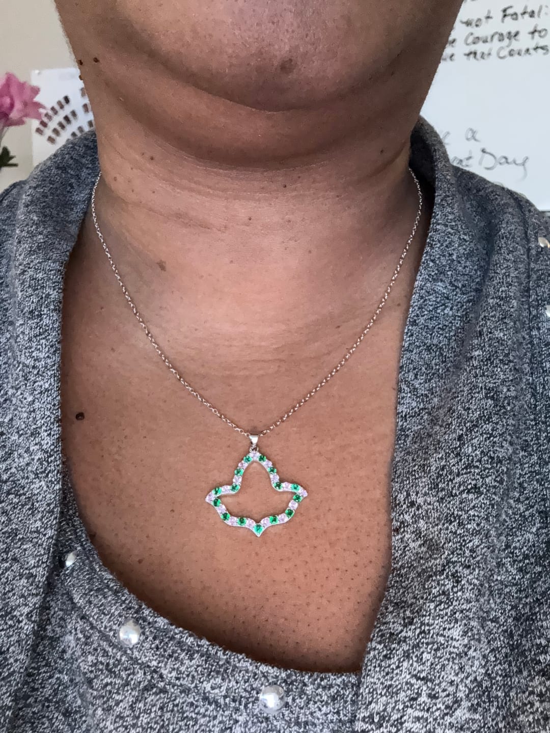Customer photo review of AKA Open Ivy Leaf  Necklace